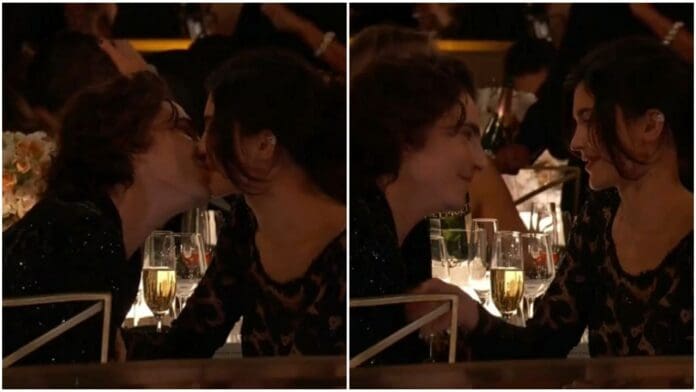 Timothée Chalamet y Kylie Jenner se besan en los Globos de Oro