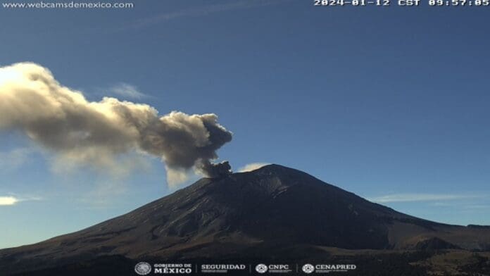 El volcán Popocatépetl registró 55 exhalaciones este 12 de enero