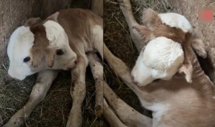 Nace ternera de dos cabezas