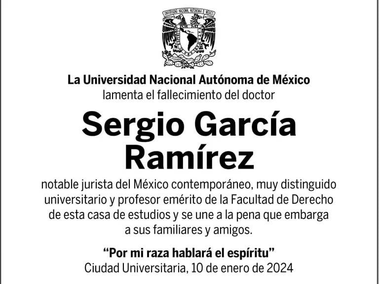 Muere Sergio García Ramírez, jurista e investigador emérito de la UNAM