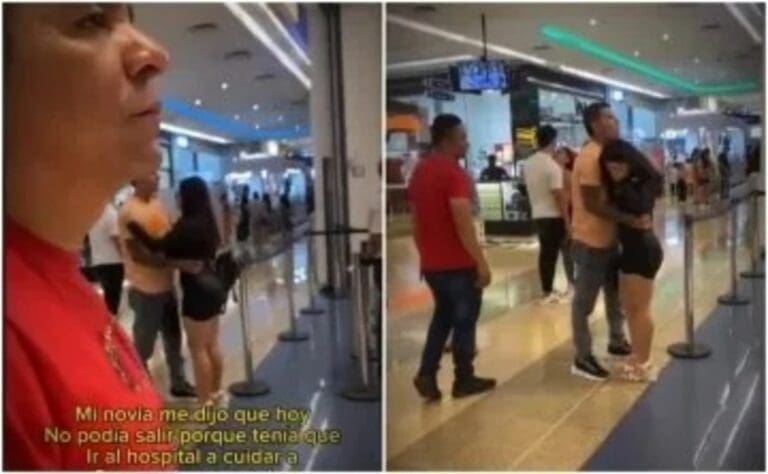 Mujer miente que su mamá está en el hospital y la descubren siendo infiel