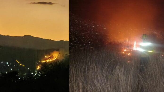 Combaten incendio en el polígono de Monte Albán