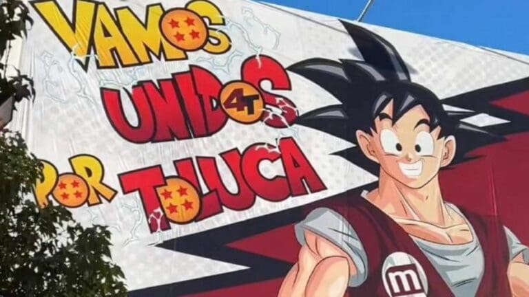 Video: Captan a Goku apoyando a Morena y la 4T en Toluca