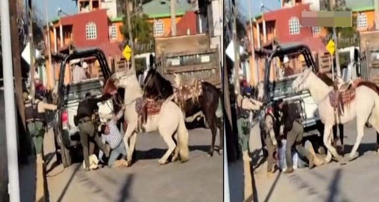 Graban a policías golpeando a un jinete en Huayacocotla, Veracruz