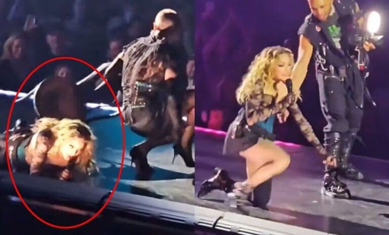 VIDEO: Madonna sufre caída arriba del escenario