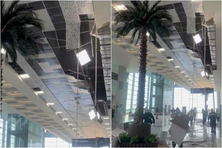 Se desploma techo del AIFA y provoca caos entre pasajeros