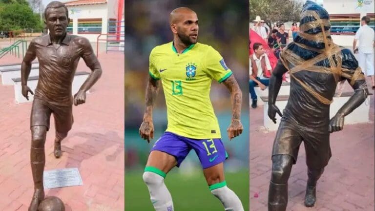 Vandalizan estatua de Dani Alves en Brasil