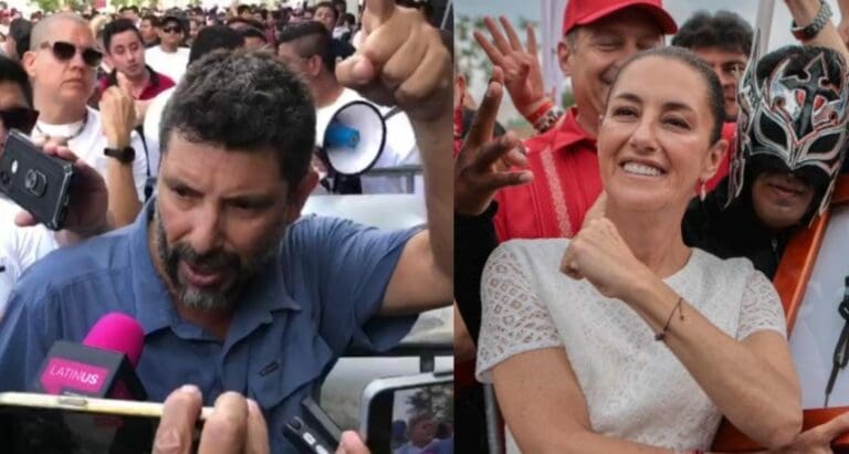 Claudia Sheinbaum desestimó los cuestionamientos del activista de Sélvame del Tren que la interrumpió y lo llamó "panista".