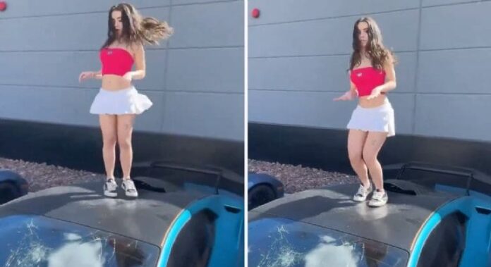 Influencer rompe el parabrisas de un Lamborghini para conseguir más seguidores