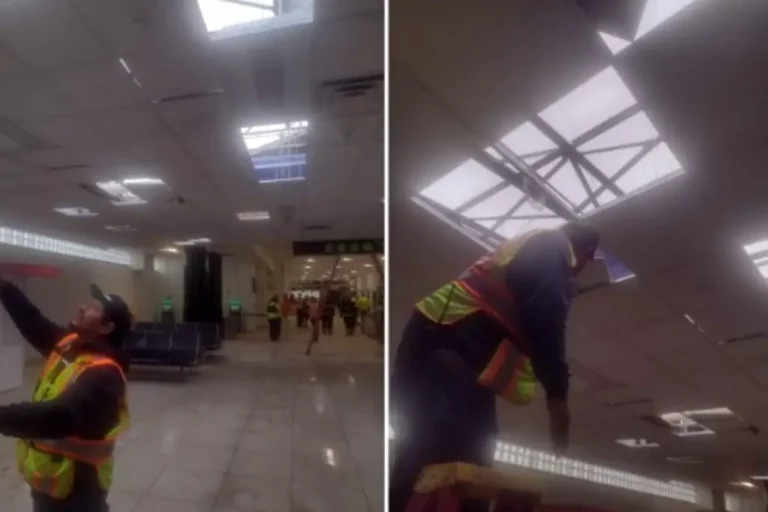 Fuertes vientos derrumbaron el techo del aeropuerto de Mexicali; cerrado hasta el lunes