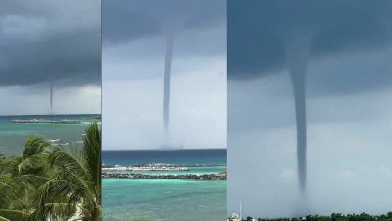 Sorprende tromba frente a las costas de Puerto Aventuras