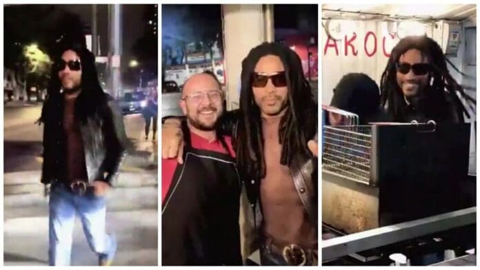 Lenny Kravitz se comió una hamburguesa callejera en CDMX y hasta clientes le llevó al puesto