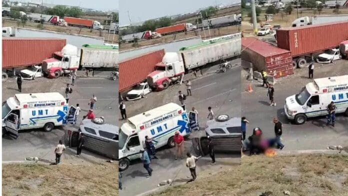 Se registra choque múltiple en Carretera a Laredo en Nuevo León