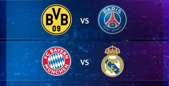 Quedan cuatro equipos que buscan la Champions League. París Saint Germain contra Borussia Dortmund y Real Madrid irá ante el Bayern Múnich.