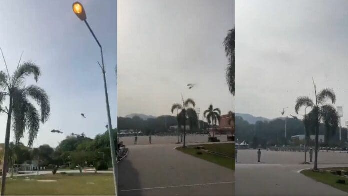 VIDEO Chocan dos helicópteros en acto de celebración de la Marina Real de Malasia