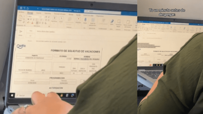 VIDEO: Captan a trabajadora pidiendo vacaciones cuando ya estaba en el avión