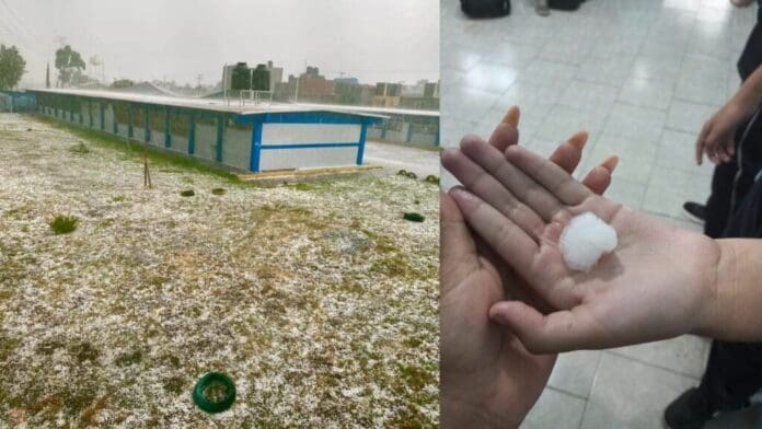Vecinos de Ecatepec se alertan por caída de granizo “gigante”
