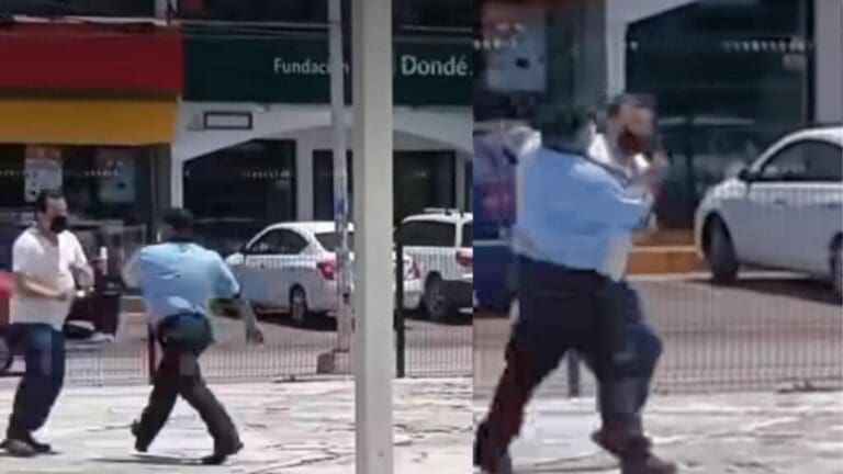Presunto guardia de seguridad del IMSS de la Cobá de Cancún golpea al esposo de una paciente