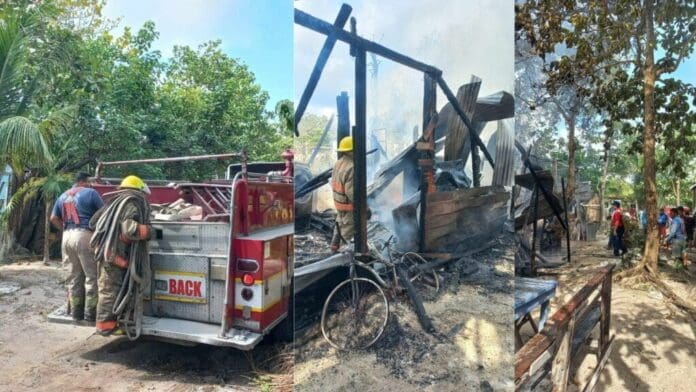 Incendio deja sin vivienda a una familia en Mahahual