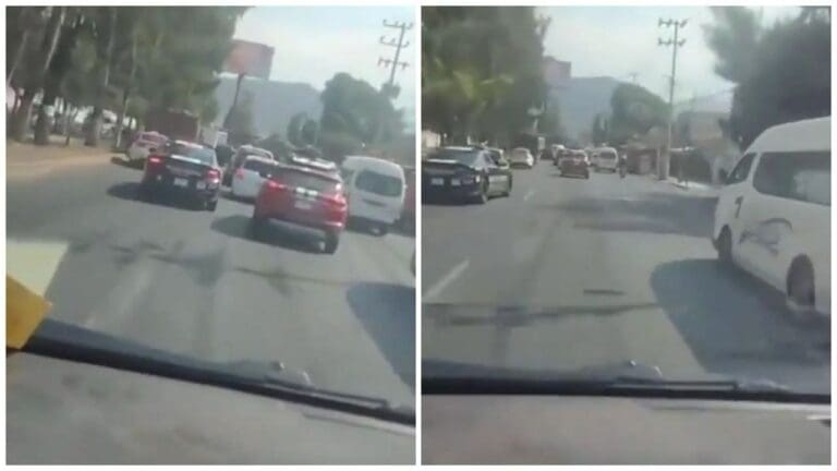 Conductores captan balacera en la carretera federal Los Reyes-Texcoco, en La Paz, Edomex