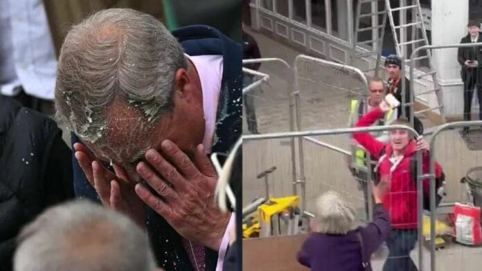 VIDEO Arrojan basura y un licuado a líder de ultraderecha en Inglaterra