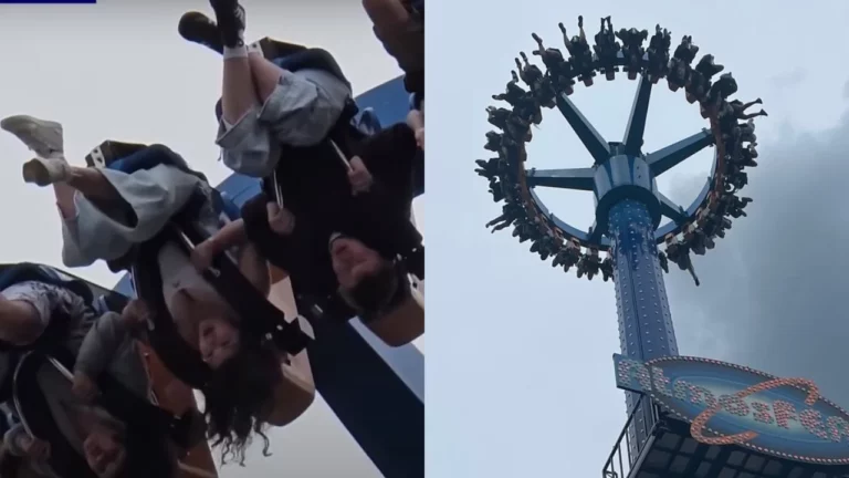 VIDEO Más de 20 personas quedan atrapadas boca abajo en juego mecánico de parque de diversiones en Estados Unidos
