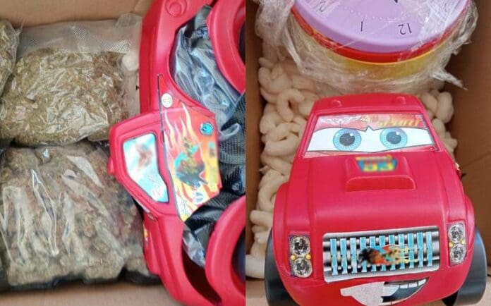Encuentran droga oculta entre carritos de Rayo McQueen en Guadalajara y Mexicali