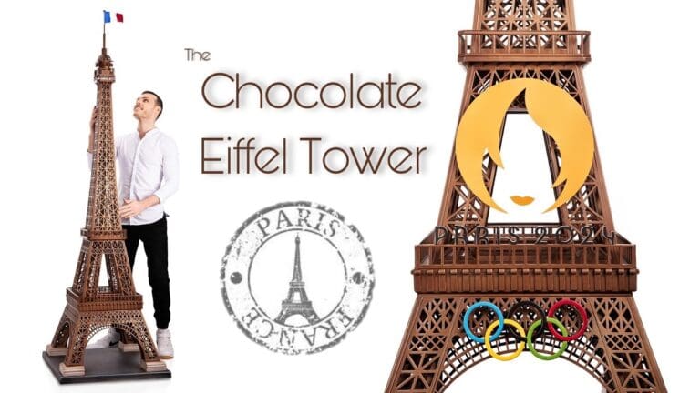 Crea chef una Torre Eiffel de chocolate de 2.4 metros para los Juegos Olímpicos de París 2024