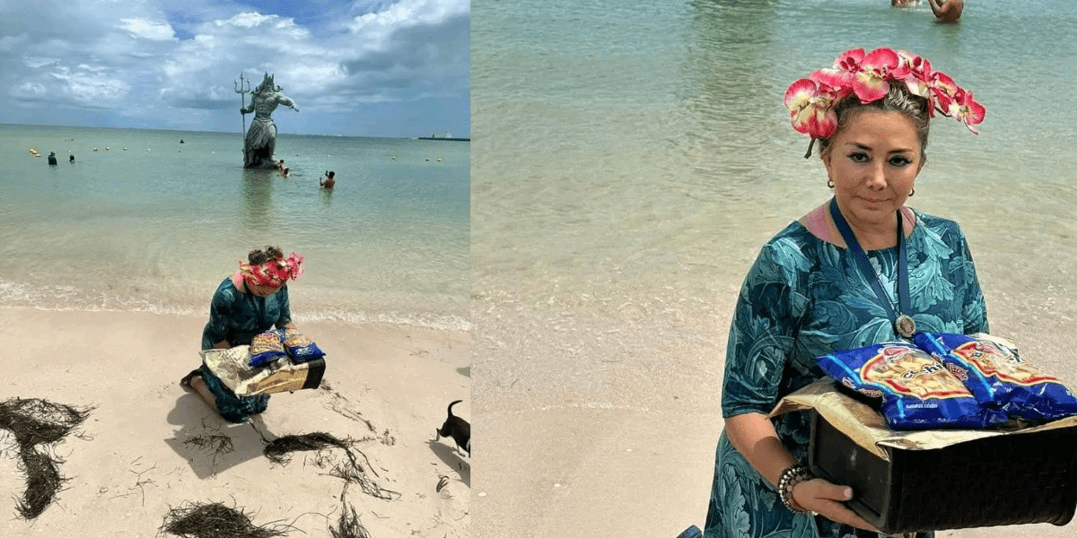 Le ponen ofrenda a Poseidón, en Progreso tras paso del huracán 'Beryl'