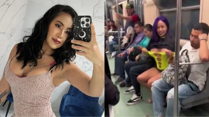 ¡Escándala! Luna Bella graba video NOPOR con dos hombres en el Metro de la CDMX frente a los usuarios