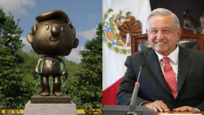 “Aún no te has ido y yo ya te puse un monumento”, diseñadora crea con IA estatua de AMLO