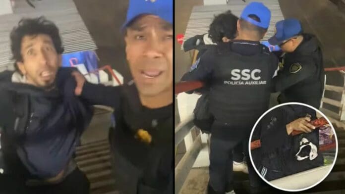VIDEO Exhiben a policías agrediendo a hombre que intentó entrar con su perrito al Metro de la CDMX