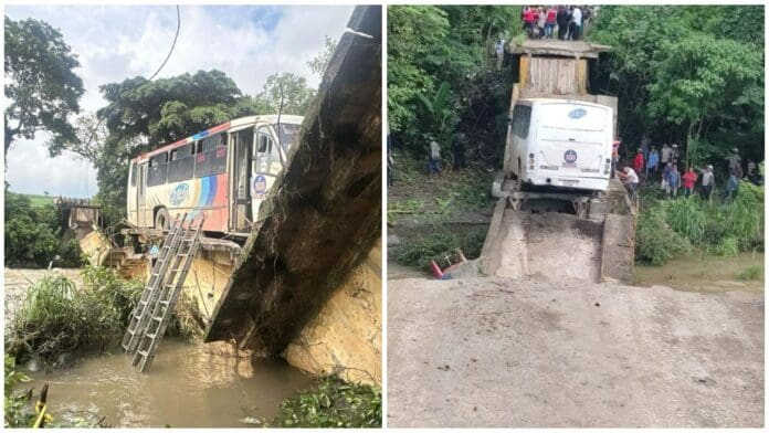 Se desploma puente con todo y autobús de pasajeros en Veracruz; murió una mujer