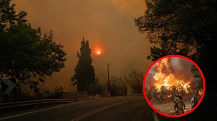 Incendio forestal en Grecia sorprende en redes sociales, así se veía el sol