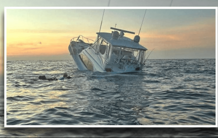 Captan en VIDEO hundimiento de yate con 12 personas a bordo en costas de Yucatán