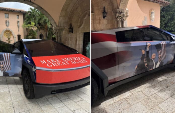 Video: Donald Trump recibe una Cybertruck de Tesla personalizada