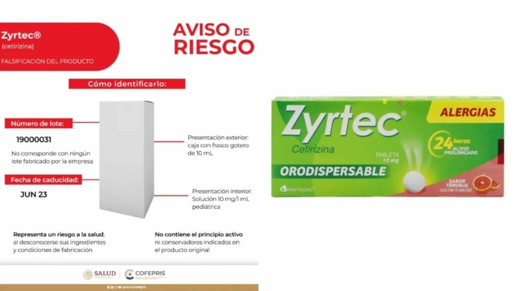 Cofepris alerta sobre la falsificación de antihistamínico para niños