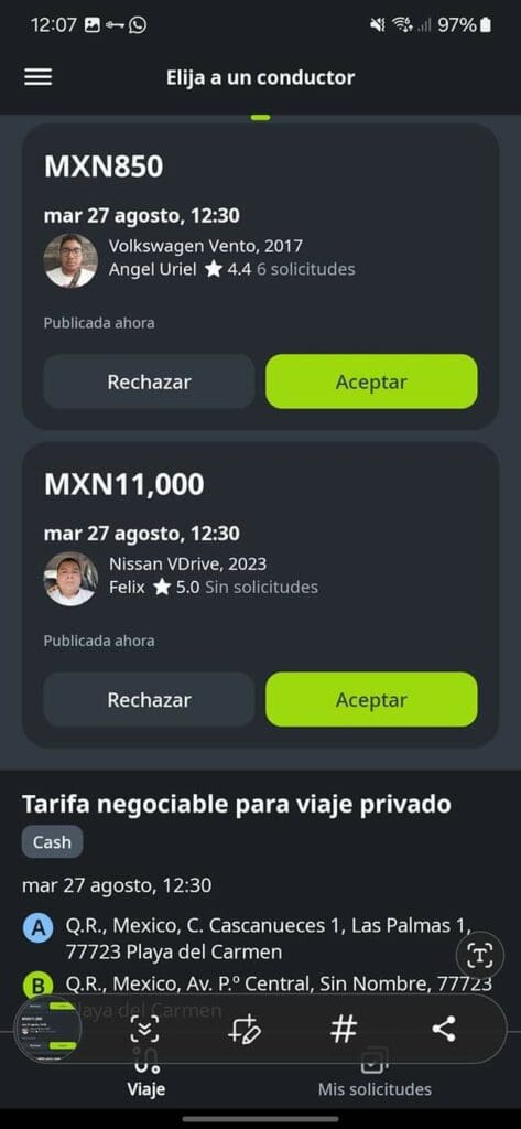 Tiemblan taxistas: Comienza a operar InDrive en Playa del Carmen, plataforma similar a Uber 