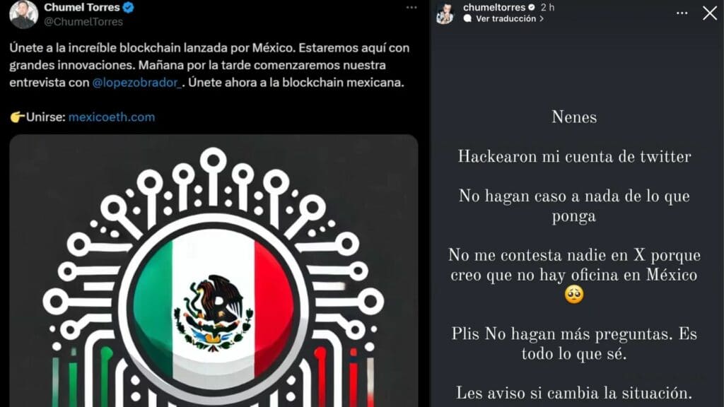 Hackean la cuenta de Chumel Torres en X; ya la recuperó