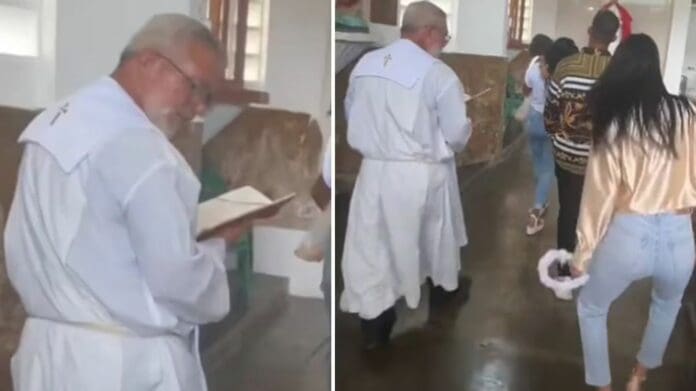 Mujer quiso hacer un trend de TikTok en la Iglesia y le salió mal