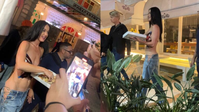 Video: Katy Perry reparte pizza a sus fans previo a su concierto en Brasil