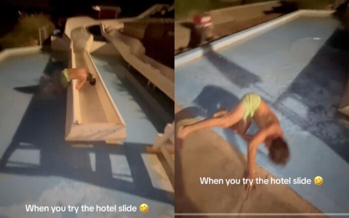 VIDEO: Joven sufre un doloroso accidente al utilizar el tobogán de un hotel