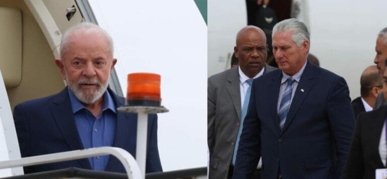 Arriban al AIFA Lula da Silva y Miguel Díaz-Canel para la toma de posesión de la mandataria electa Claudia Sheinbaum.