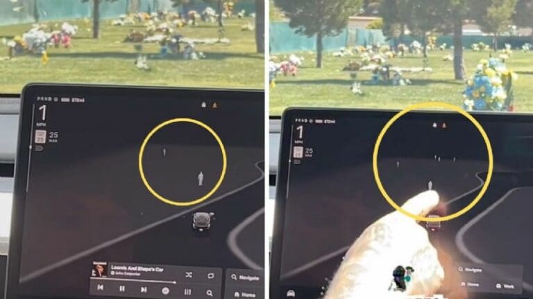 Video: Auto Tesla capta "fantasmas" en un cementerio y los muestra en su pantalla