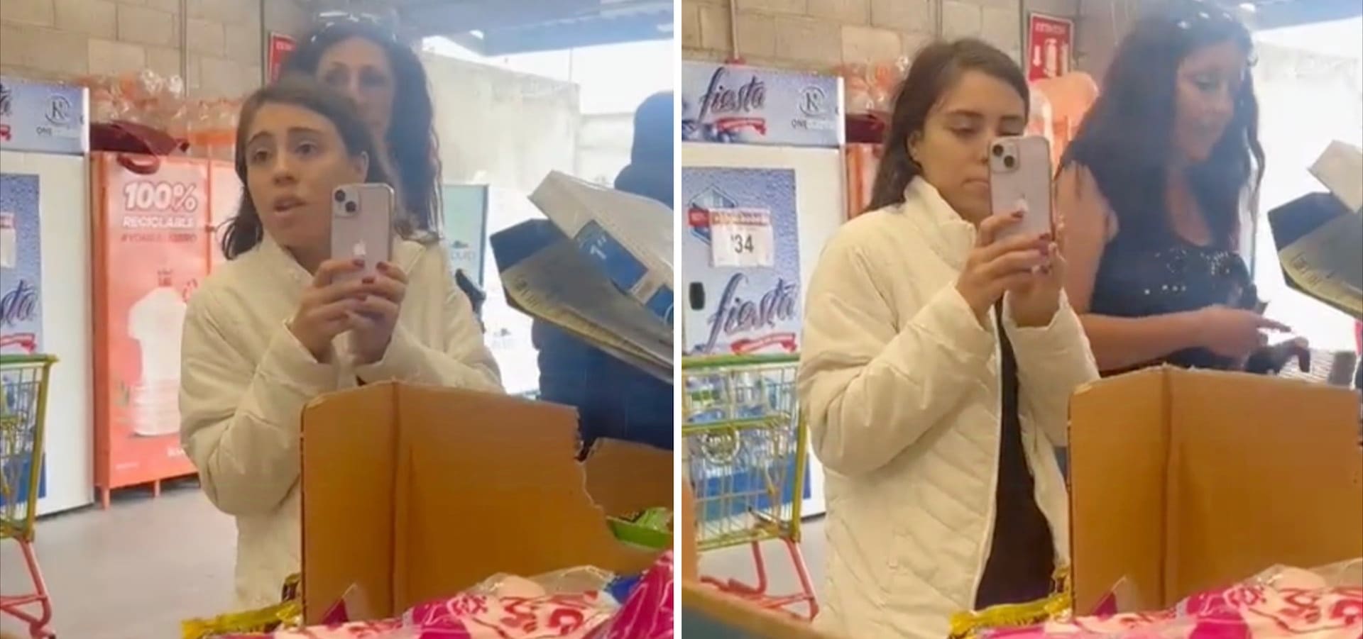 VIDEO: Mujeres amenazan con sacar una pistola a guardia de seguridad en Bodega Aurrera de Puebla