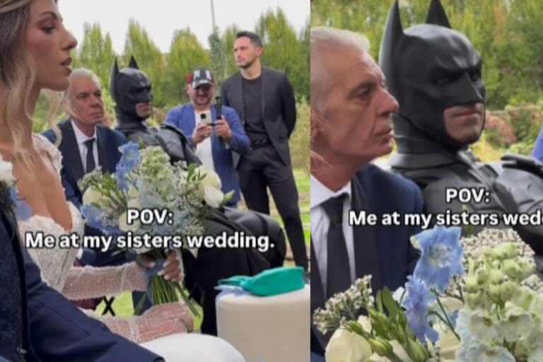 VIDEO: Hombre se viste como Batman en la boda de su hermana y se vuelve viral