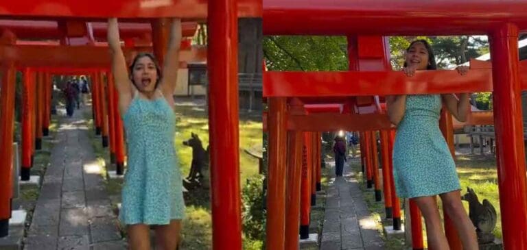 VIDEO: Influencer indigna a japoneses tras usar símbolo sagrado para hacer ejercicio