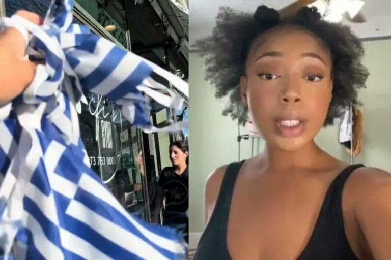 VIDEO: Tiktoker se vuelve viral por arrancar bandera de Grecia tras confundirla con la de Israel