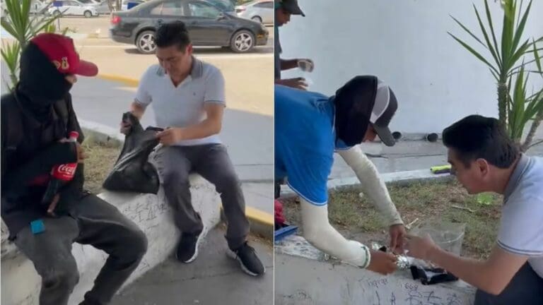 Video: Jorge “Travieso” Arce regala comida a limpiaparabrisas y se sienta a comer con ellos