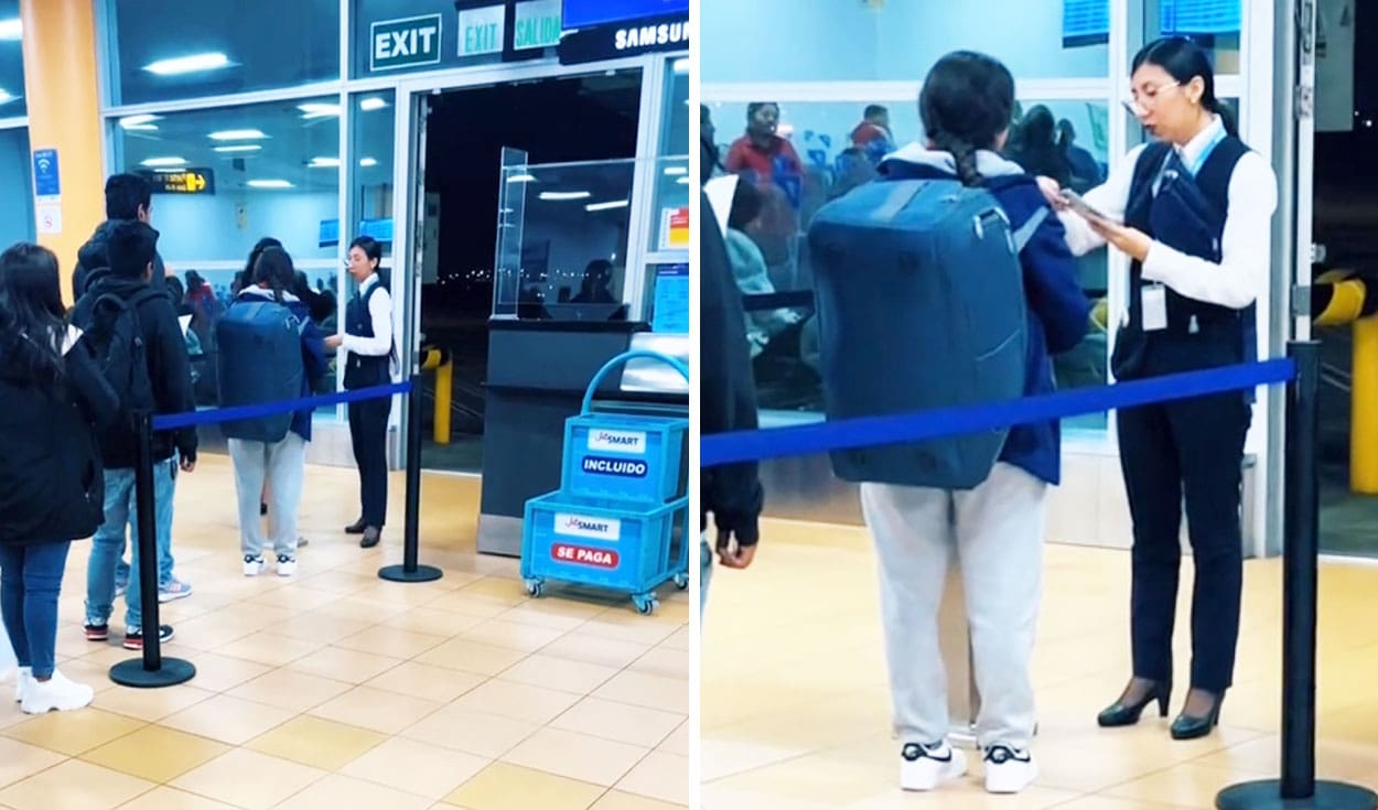 VIDEO: Mujer convierte maleta en mochila para no pagar exceso de equipaje en el aeropuerto